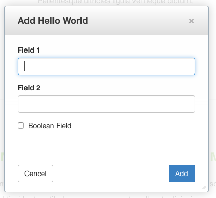 Add Hello World Block Dialog